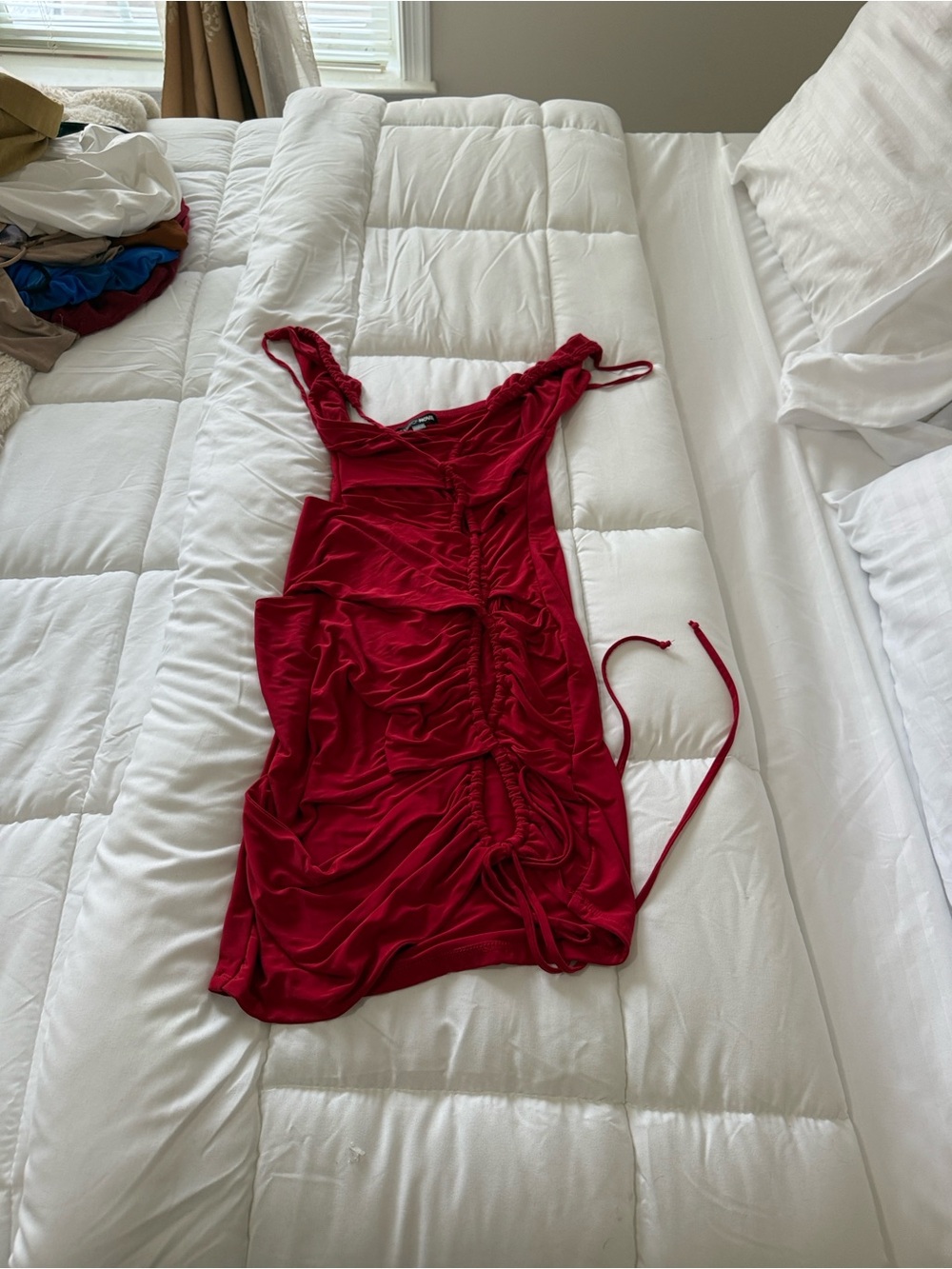 Fashion Nova Red Ruched Mini Dress
